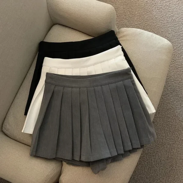 ZOKI Sexy Women Pleated Skirts Summer Mini Skirts Korean Tennis Student White Designed Dance Skirt High Waist Fashion Skirt 1