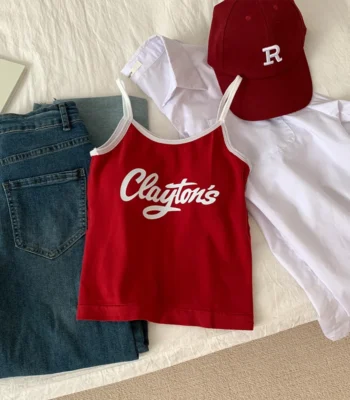 HELIAR Women Y2K Crop Tops Letter Printing Slim Crop Top Female Patchwork Sexy Sleeveless Soft Tank Top Summer Sweet Tops 1