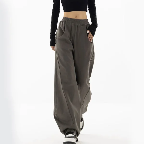 Zoki Fashion Bf Oversize Sweatpants Streetwear High Waist Women Loose Y2K Wide Leg Pants Korean Vintage Pockets Casual Trousers 4