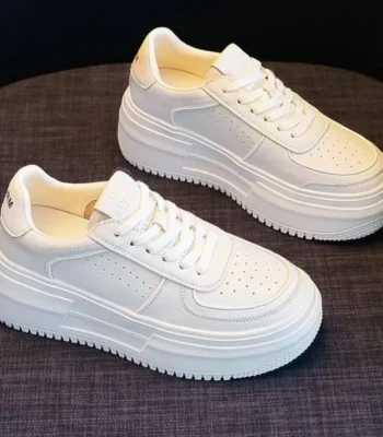 2023 New U Leather Women's White Casual Woman Vulcanize Sneakers Breathable Sport Walking Running Platform Flats Shoes 1