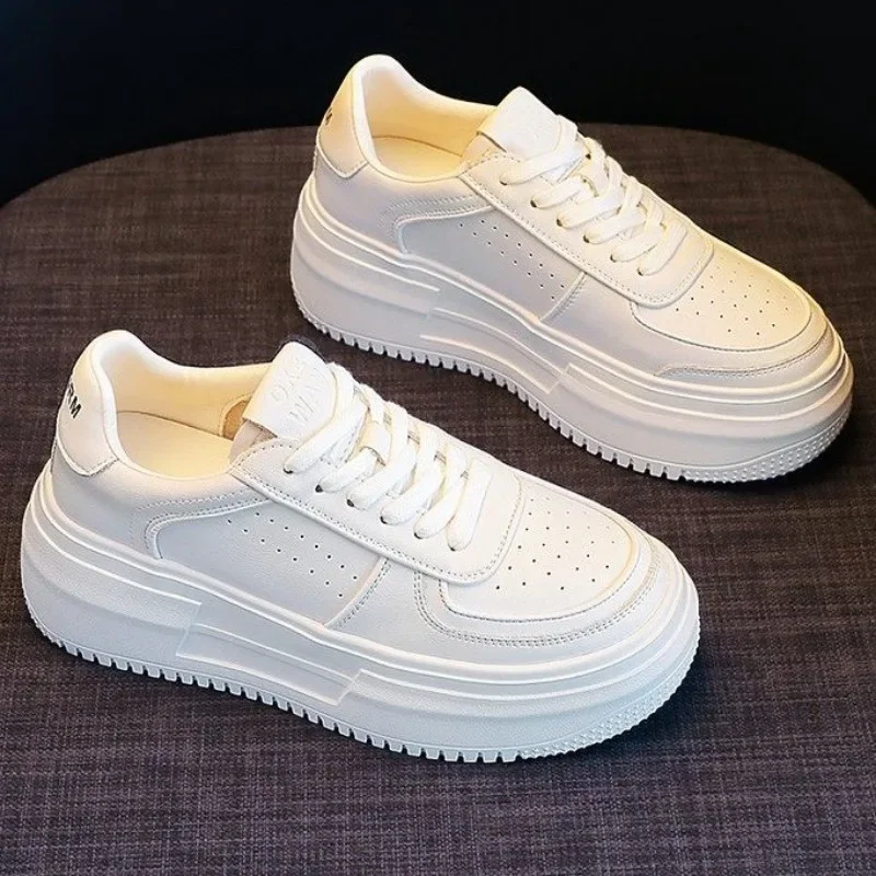 2023 New U Leather Women's White Casual Woman Vulcanize Sneakers Breathable Sport Walking Running Platform Flats Shoes 1