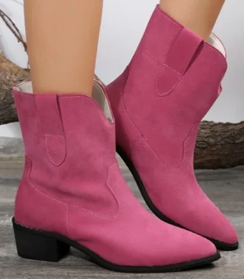 Suede Ankle Chelsea Boots 2024 New Casual Pointed Toe Fashion Mid Heels Women Shoes Winter Designer Walking Gladiator Punk Botas 1
