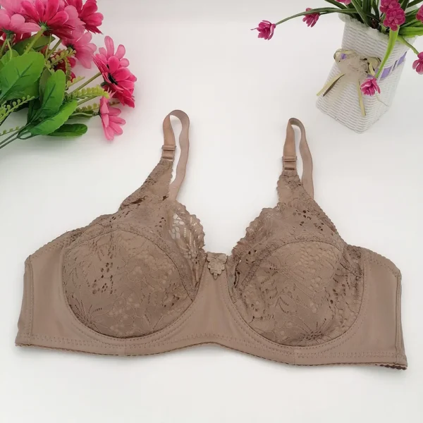 Sexy Lingerie Cotton Lined Push Up Hollow Out Floral Lace Bra Female Gather B C D E Cup Solid Brassiere Plunge Bra 36-42 C17 7