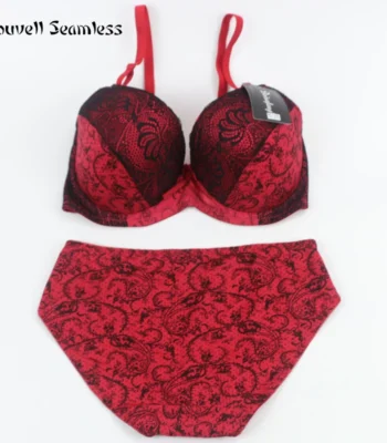 2023 New Brand Sexy High-Quality Push Up Padded Underwire Bow Bras Set  Lace Flower Underwear For Womes Large Size Lingerie 1