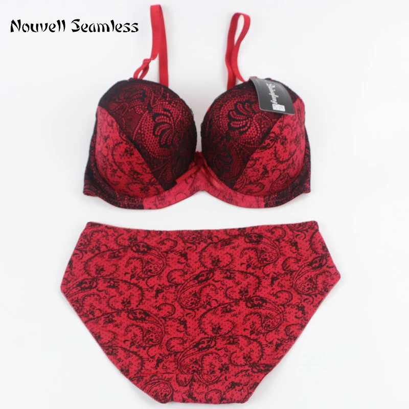 2023 New Brand Sexy High-Quality Push Up Padded Underwire Bow Bras Set  Lace Flower Underwear For Womes Large Size Lingerie 1