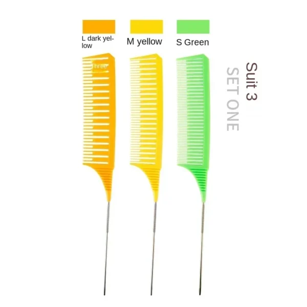 3pcs Hairbrush Hair Styling Combs Tailed Comb Set Coloring Dyeing Comb Salon Tool Sectioning Highlighting Weaving Cutting Comb 8