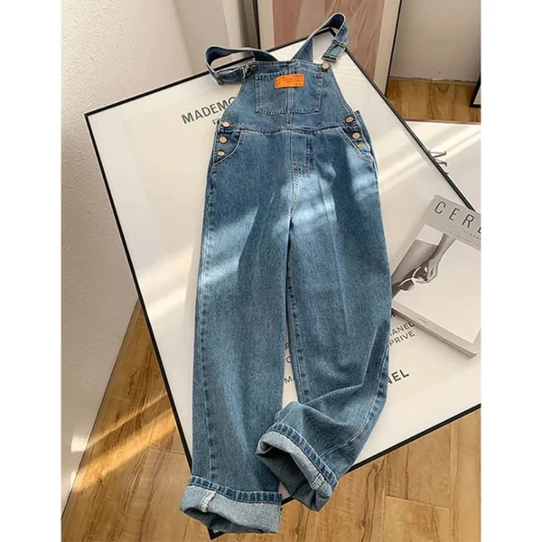 Jumpsuits Women Streetwear Denim Overalls Vintage Loose Casual Wide Leg Pants High Waist Strap Straight Jeans Trousers New 1