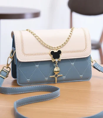 Embroidery Detail Flap Square Bag, Stylish Chain Decor Crossbody Purse 1