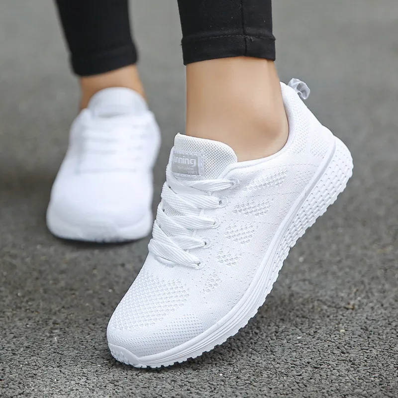 Women Casual Shoes Fashion Breathable Walking Mesh Flat Shoes Sneakers Women 2021 Gym Vulcanized Shoes White Female Footwear 1