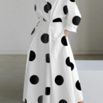Long Sleeve Dot Print Elegant Maxi Dresses For Women