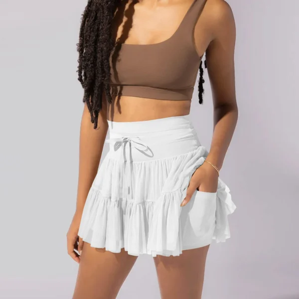 Solid Casual Short Skirt For Women 2024 Summer Fashion Y2K Women's High Waist Mesh Pleated Mini Skirt Female Street Shorts Skirt 11