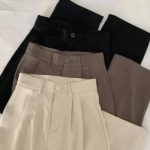 Casual High Waist Korean Fashion Trousers for Women