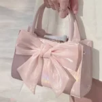 Fashion Women's Clutch Purse Handbags Summer Pink Bowknot Female Underarm Bags Sweet Girl's Small Square Shoulder Messenger Bag 1
