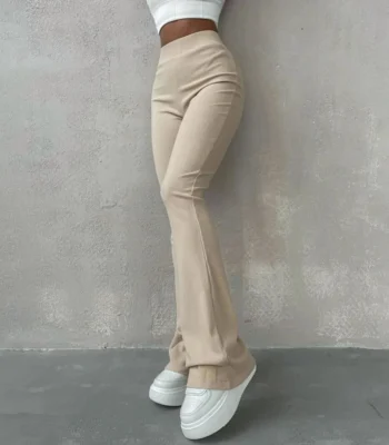 BUILDINGB Autumn Solid High Waist Hip-Wrapping Elasticated Embossing Trousers Casual Daily Versatile Women Pants 1