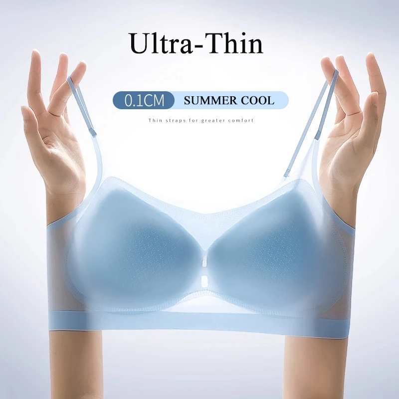 Women Sexy Push Up Bra Seamless Ultra-Thin Ice Silk Bra Intimates Wireless Bralette Underwear Air Cooling Brassiere With Pad 1