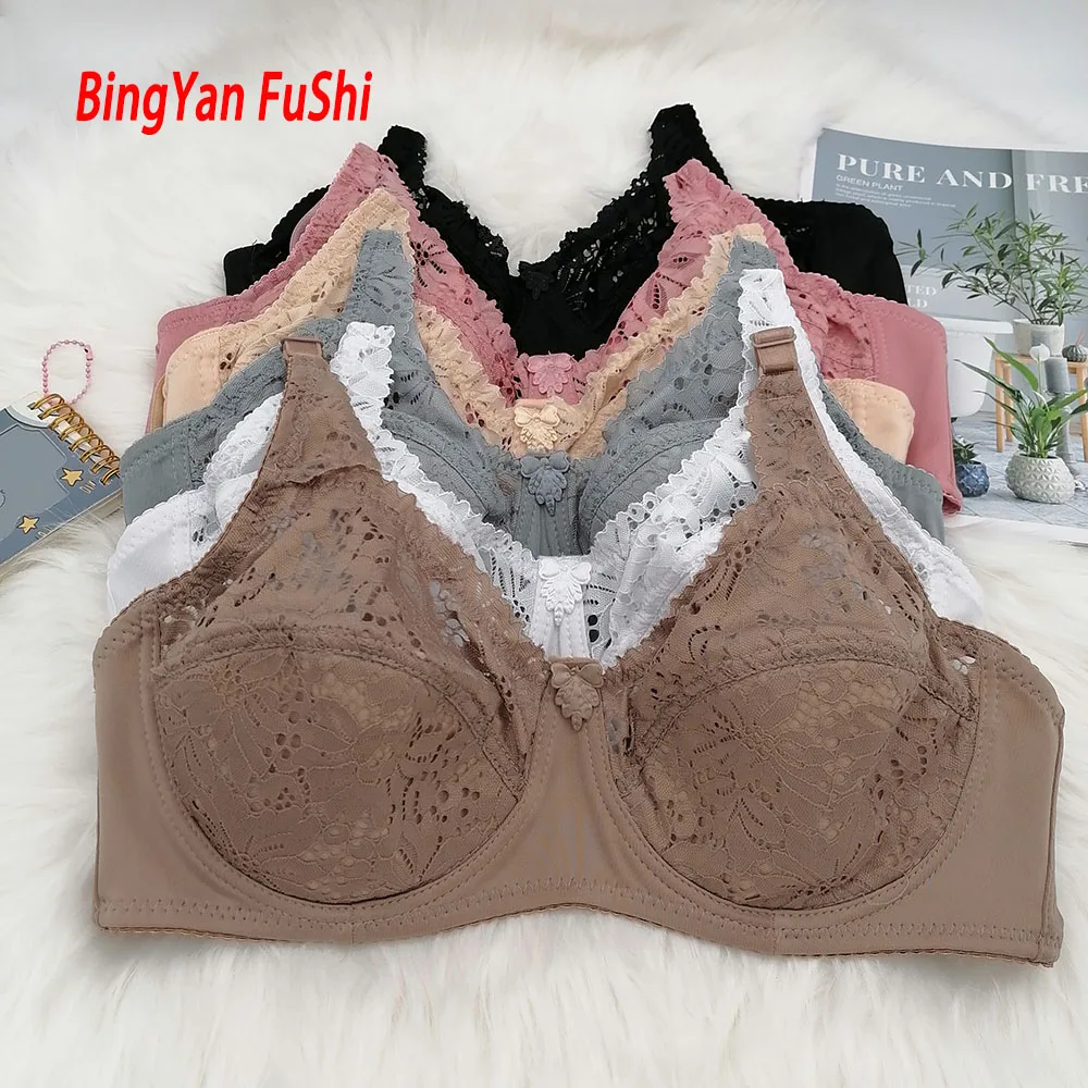 Sexy Lingerie Cotton Lined Push Up Hollow Out Floral Lace Bra Female Gather B C D E Cup Solid Brassiere Plunge Bra 36-42 C17 1