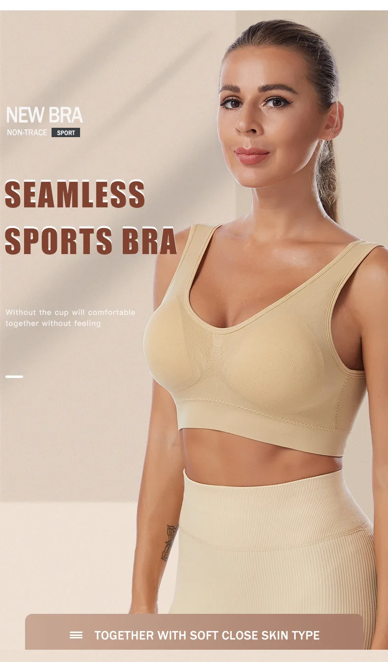Plus size wireless sports bra with wide straps, full coverage, and breathable fabric, designed for high-impact support in workouts and everyday wear.