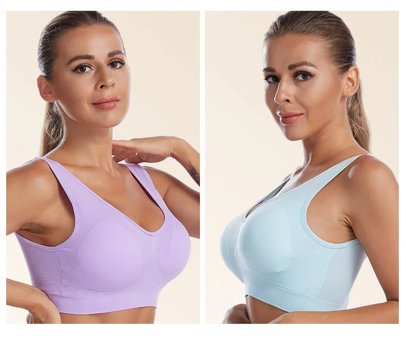 Plus size wireless sports bra with wide straps, full coverage, and breathable fabric, designed for high-impact support in workouts and everyday wear.