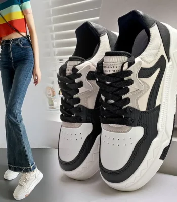 2023 Brand Leather Women's Sneakers White Platform Woman Sports Sneakers Female Vulcanized Shoes Sneakers Casual Ladies Trainers 1