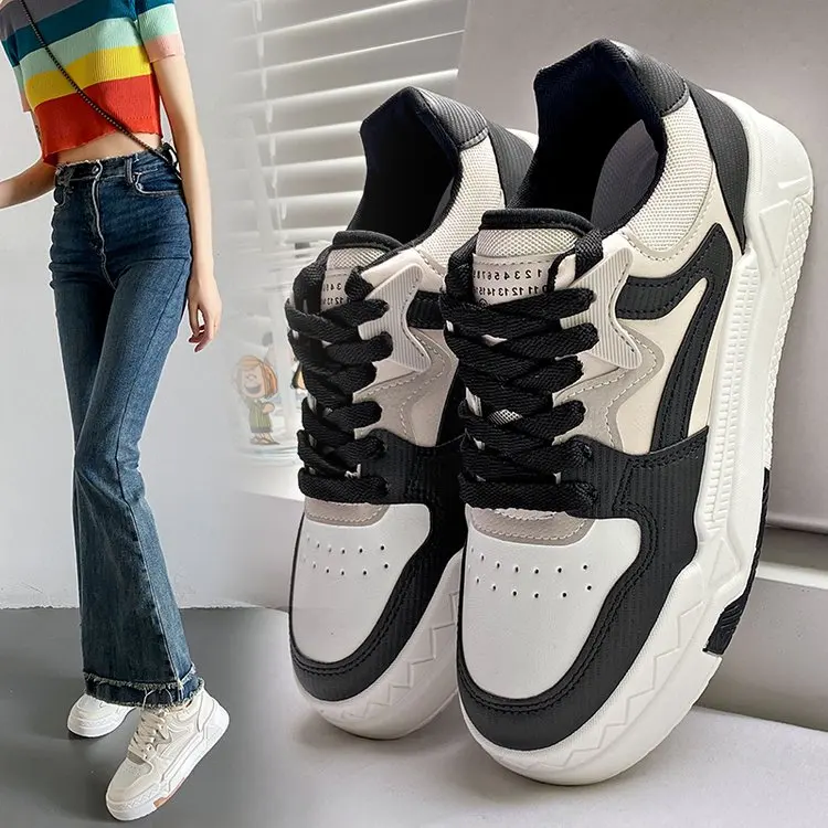 2023 Brand Leather Women's Sneakers White Platform Woman Sports Sneakers Female Vulcanized Shoes Sneakers Casual Ladies Trainers 1