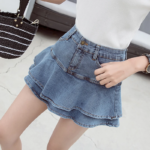 Fashion Ruffles Denim Summer Women High Waist Mini Skirts