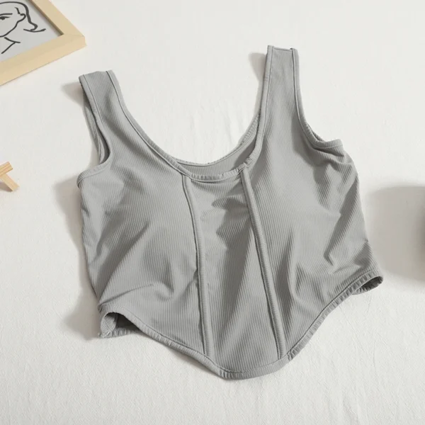 HELIAR Women Cotton Solid Tank Tops With Bra Pad Y2K Sports Crop Tops Knit Irregular Hem Camis Tops For Women 2024 Summer 7