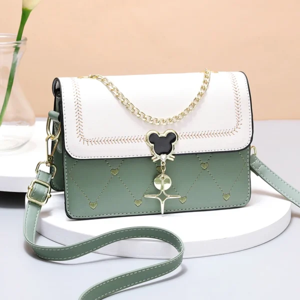 Embroidery Detail Flap Square Bag, Stylish Chain Decor Crossbody Purse 10