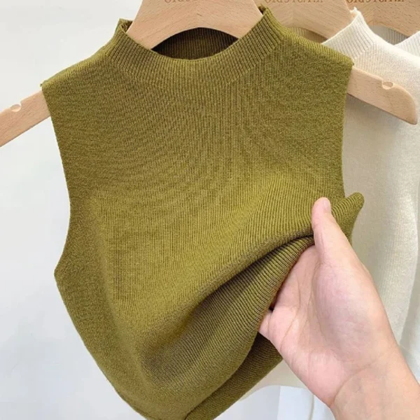 Women Knitted Tank Top Summer Fall Slim Sweater Short Sleeveless Solid Spring Autumn Sweaters Pullovers 3